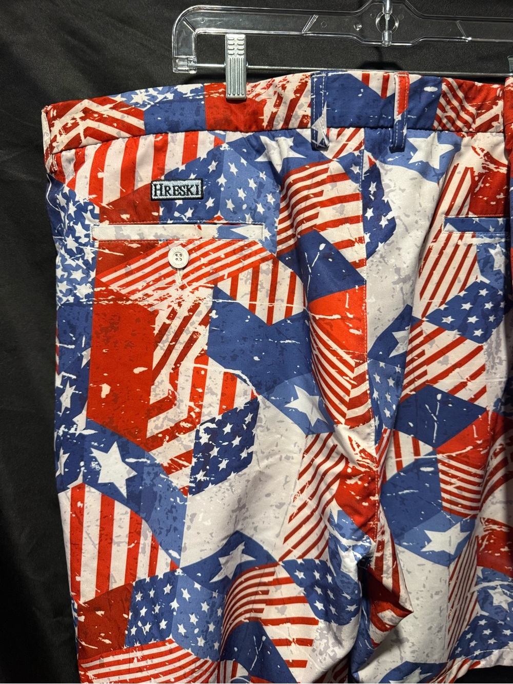 Hreski Men’s Athletic Shorts - Red, White & Blue Flag Print